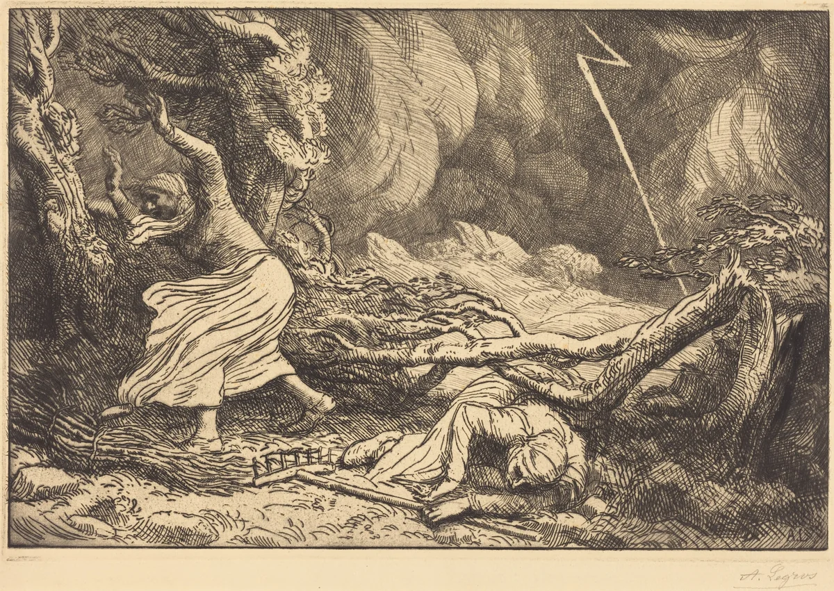 Victims of the Lightning (Victimes de la foudre) by Alphonse Legros, print, 1837-1911