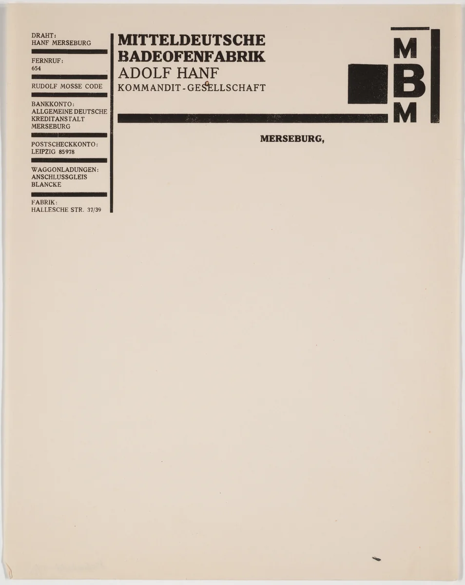 Mitteldeutsche Badeofenfabrik, Adolf Hanf, Merseburg by Franz Wilhelm Seiwert, design, 1920