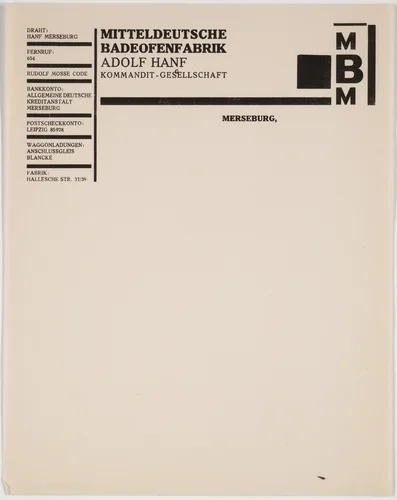 Mitteldeutsche Badeofenfabrik, Adolf Hanf, Merseburg by Franz Wilhelm Seiwert, design, 1920