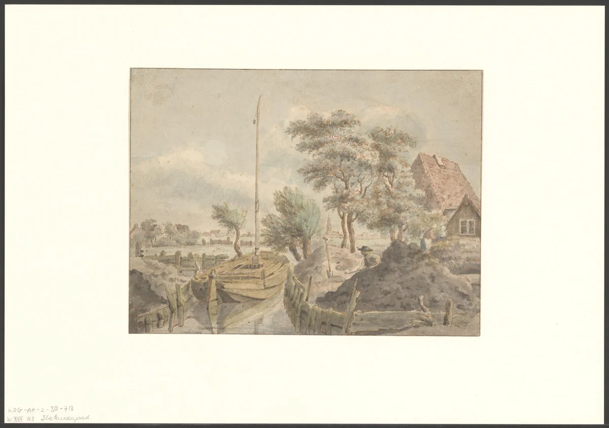 Gezicht op het Slatuinenpad by Jan Hulswit, drawing, 1776-1822