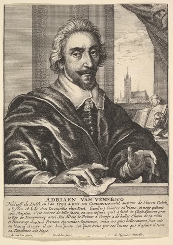 Adriaen van de Venne by Wenceslaus Hollar, print, 1649