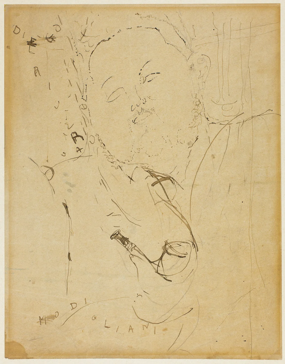 Diego Rivera by Amedeo Modigliani, drawing, 1915