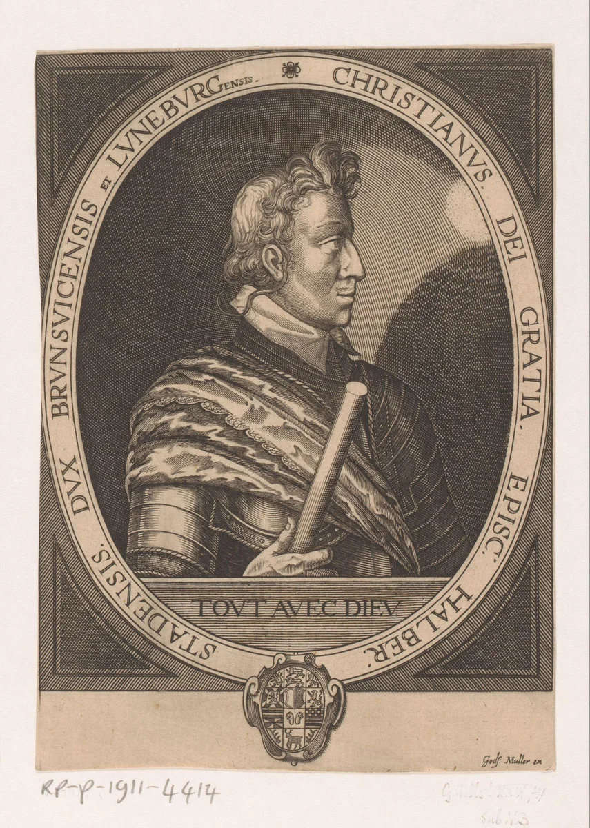 Portret van Christiaan II, hertog van Brunswijk-Wolfenbüttel by anonymous, print, 1620-1656