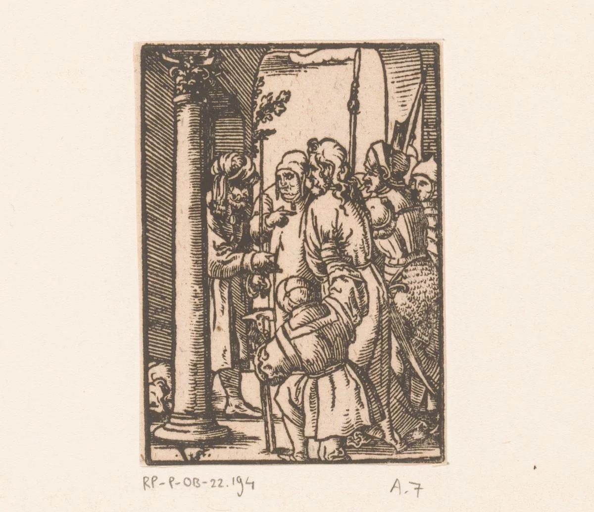 Christus voor Pilatus by Unknown, print, 1558