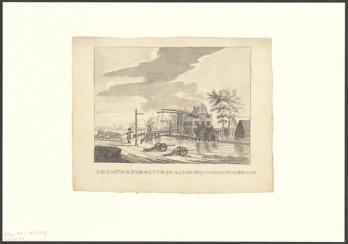 Gezicht op een batterij aan de Duivendrechtsebrug by anonymous, drawing, 1787-1899