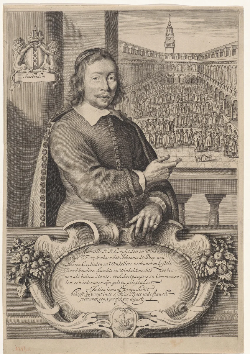 Visitekaart van Johannes de Paep by Cornelis Visscher, print, 1643-1650