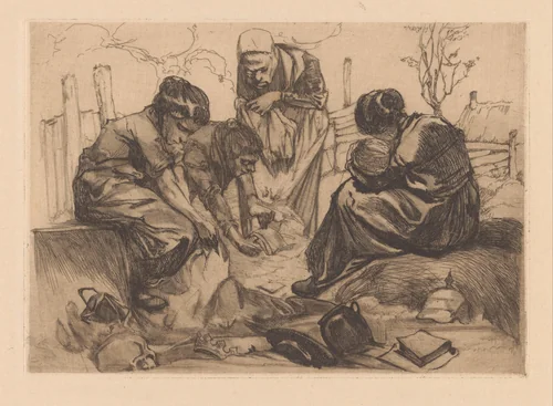 Treurende vrouwen by Johannes Josephus Aarts, print, 1881-1934