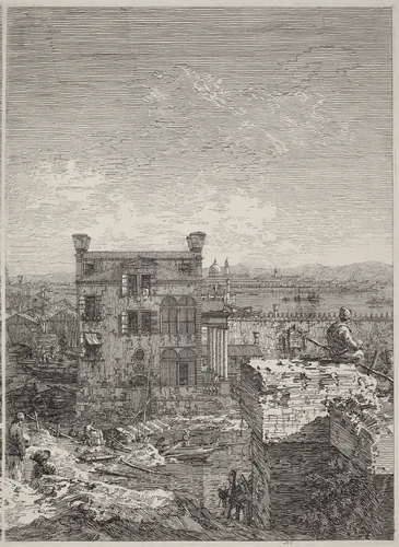 The House with the Peristyle [right] by Canaletto, print, 1741