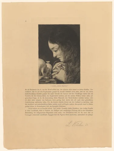 Boetvaardige Maria Magdalena by Ludwig Kühn, print, 1871-1888