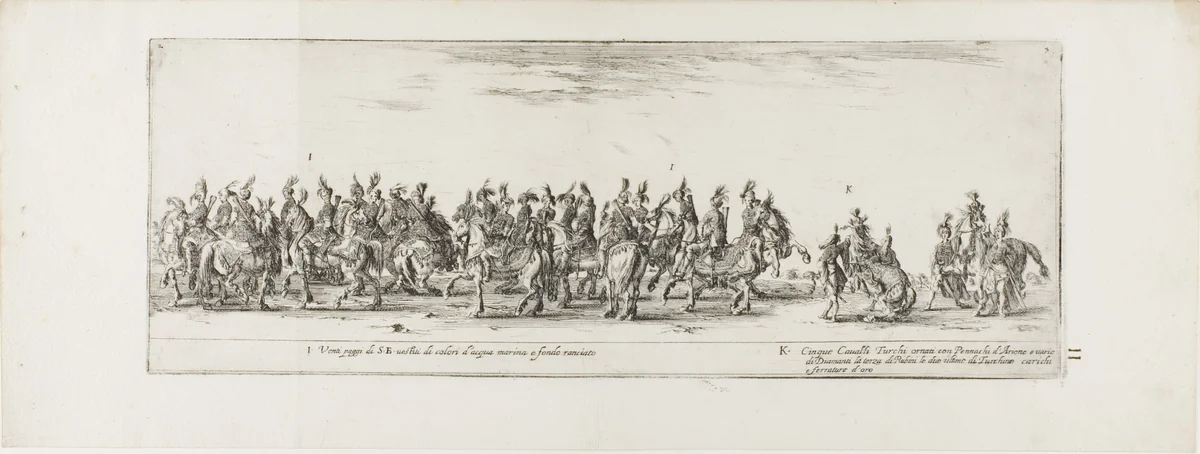 Plate Three, from Entrance of the Ambassador of Poland into Rome by Stefano della Bella, print, 1633
