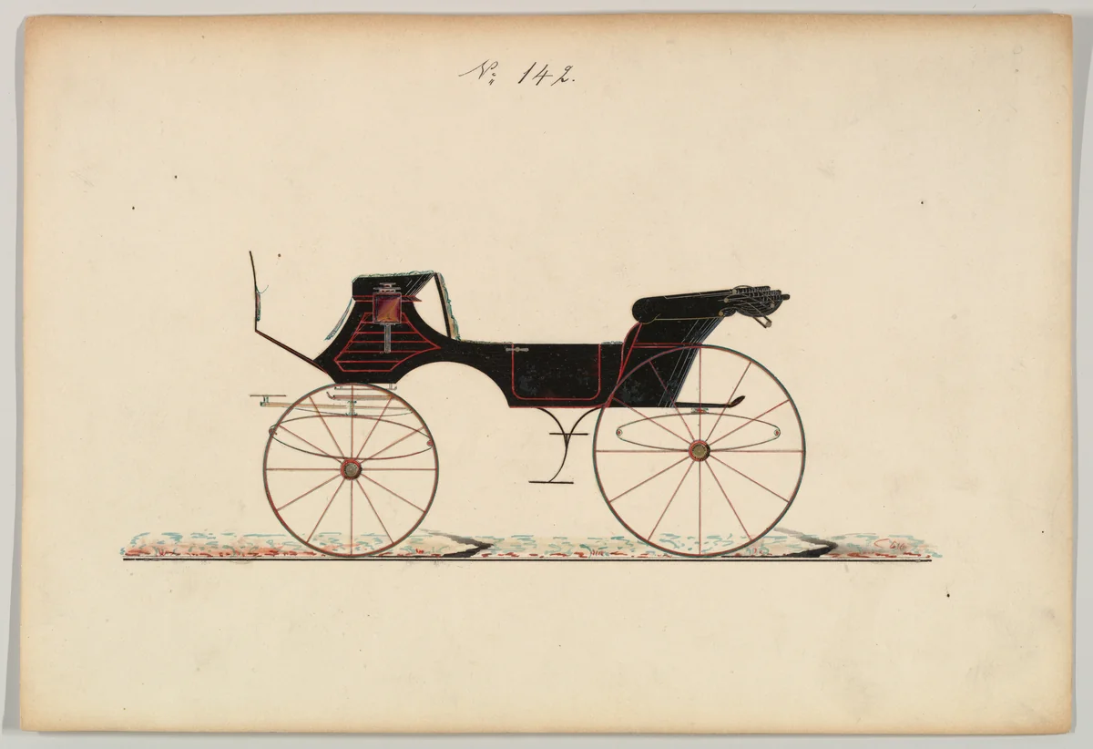 Design for Vis-à-vis, no. 142 by Brewster & Co., drawing, 1875-1885