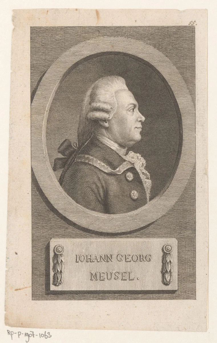 Portret van Johann Georg Meusel by Eberhard Siegfried Henne, print, 1790