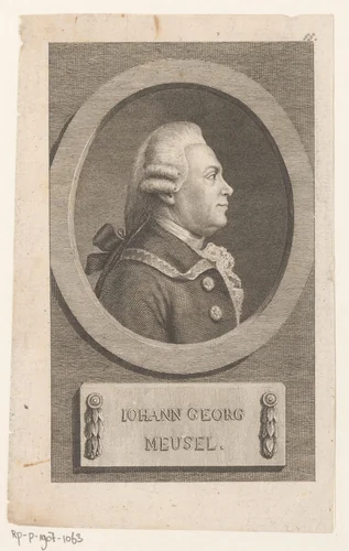 Portret van Johann Georg Meusel by Eberhard Siegfried Henne, print, 1790