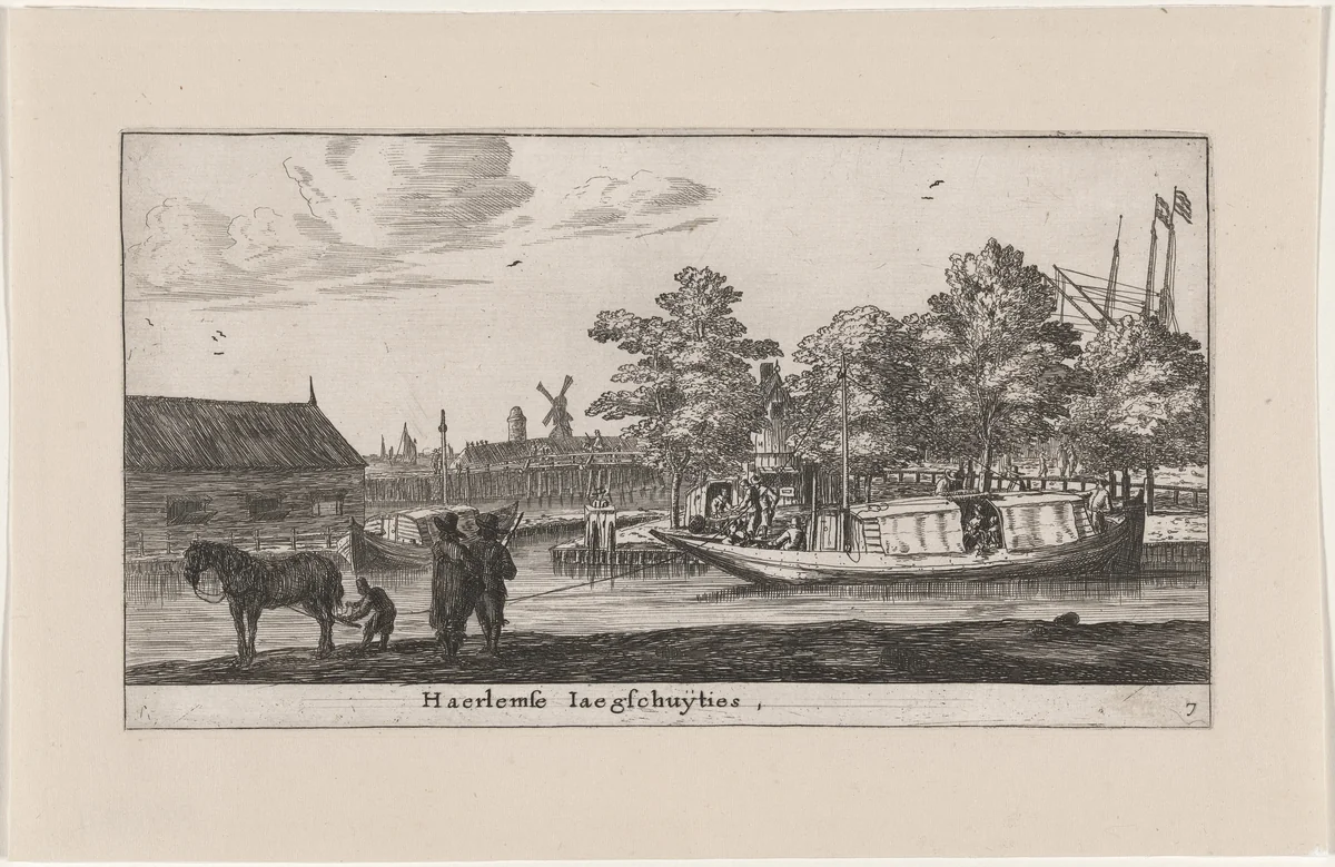 The Haarlem "Trekschuiten" by Reinier Nooms, print, 1647-1657