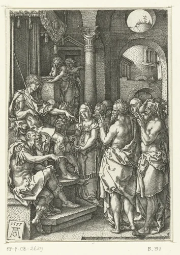 De ouderlingen voor de rechter by Unknown, print, 1555
