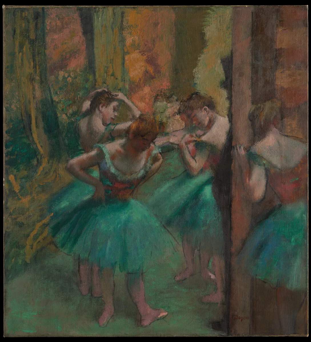 Dancers, Pink and Green by Edgar Degas, painting, 1885-1895