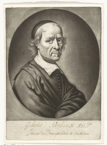 Portret van Galenus Abrahamsz. de Haan by Michiel van Musscher, print, 1655-1705