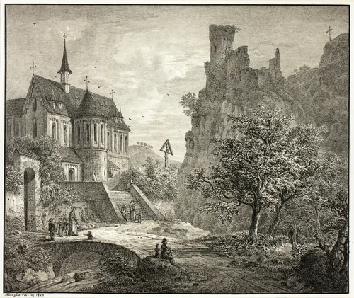 Church at Kobern on the Mosel by Domenico Quaglio, print, 1823