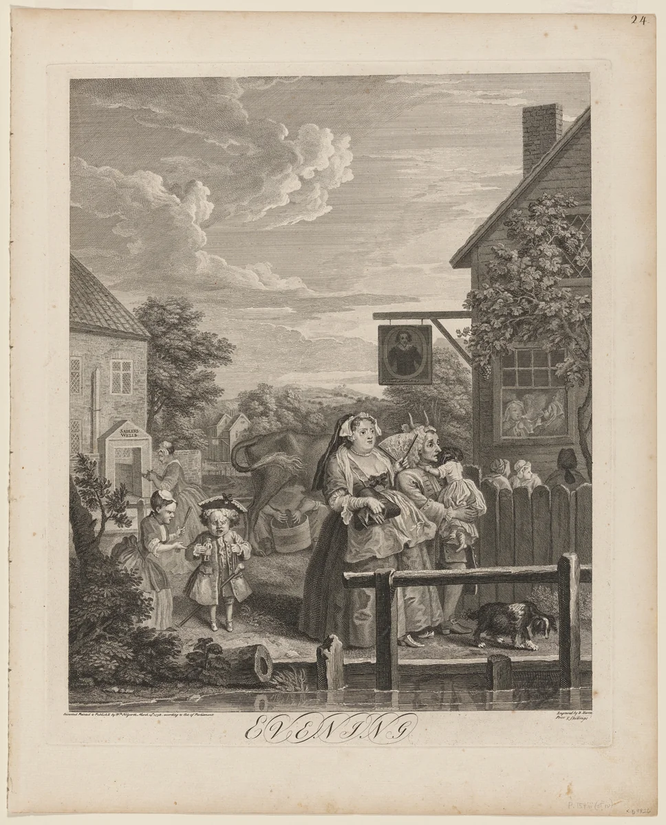 Evening by William Hogarth, print, 1738