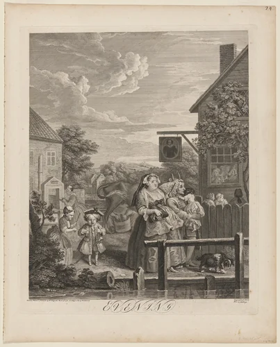 Evening by William Hogarth, print, 1738