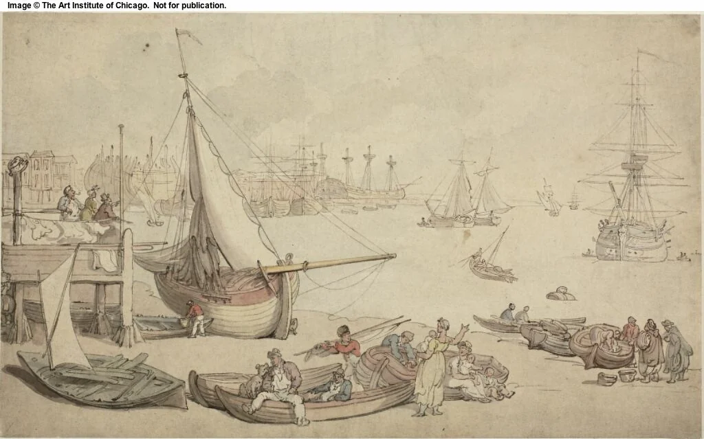 A View on the Thames by Thomas Rowlandson, painting, 1776-1827