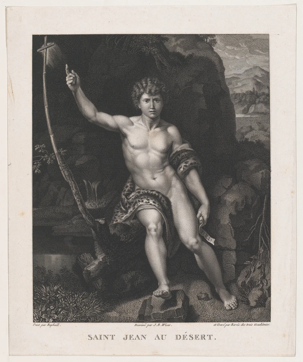 Saint John the Baptist in the Desert by Charles Clément Bervic, print, 1791