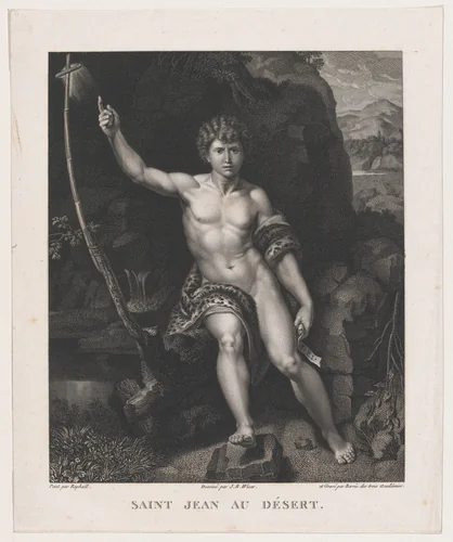 Saint John the Baptist in the Desert by Charles Clément Bervic, print, 1791