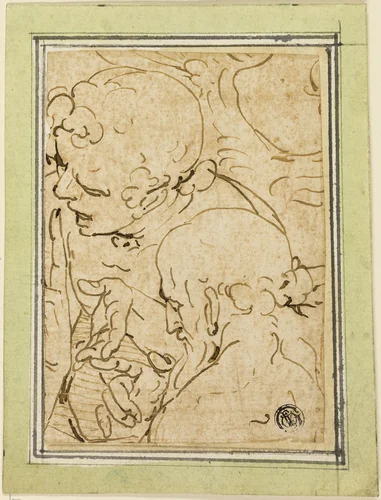 Two Evangelists Conversing by Luca Cambiaso, drawing, 1570