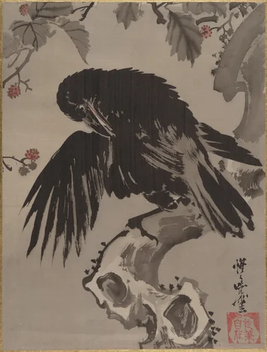 Crow on a Branch by Kawanabe Kyōsai (河鍋暁斎), painting, 1877-1897