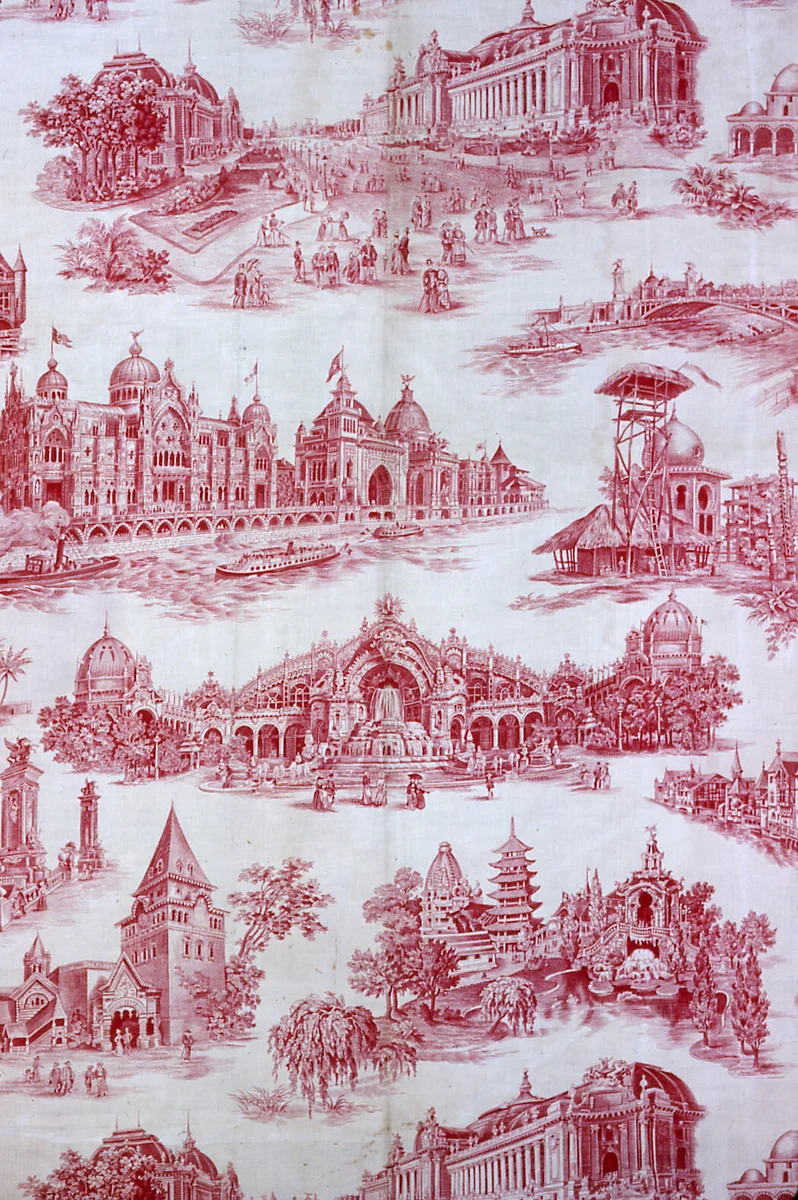 L'Exposition de 1889 (Exposition Universelle; 100th anniversary of French Revolution) (Furnishing Fabric) by France, textile, 1889-1890