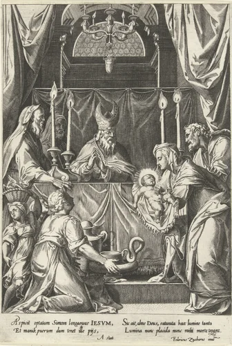 Presentatie van Christus in de tempel by Cornelis Cort, print, 1568-1578