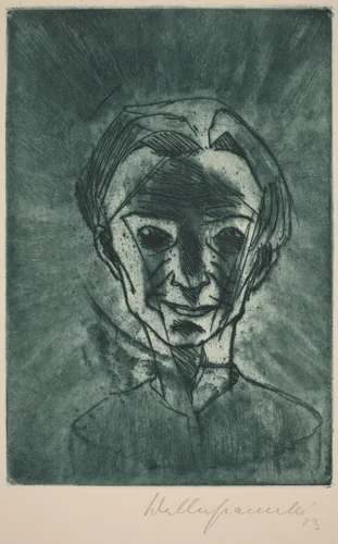 Smiling Head, Self-portrait (Lächelnder Kopf, Selbstporträt) by Walter Gramatté, print, 1923
