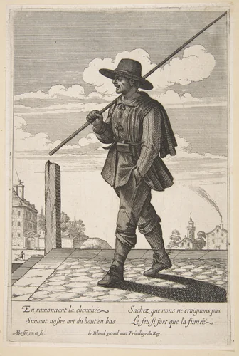The Chimney Sweep, plate 6 from "Cries of Paris" (Les Cris de Paris) by Abraham Bosse, print, 1630-1676