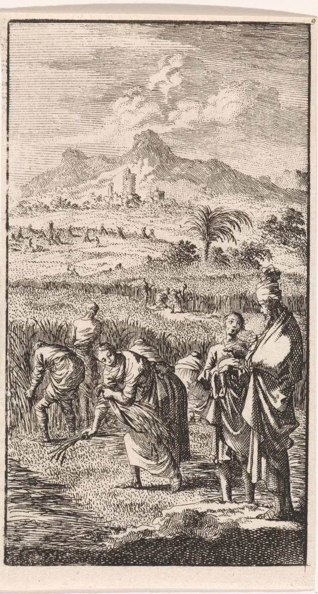 Boaz en Ruth by Jan Luyken, print, 1712