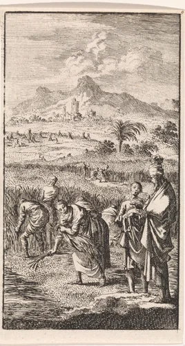 Boaz en Ruth by Jan Luyken, print, 1712