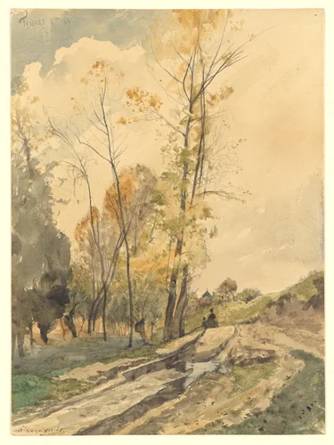 Landscape at Famars by Henri Joseph Harpignies, drawing, 1863