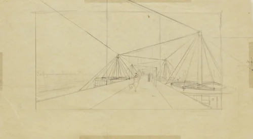 Suspension Houses Project (Perspective) by Bodo Rasch, Heinz Rasch, architecture, 1927