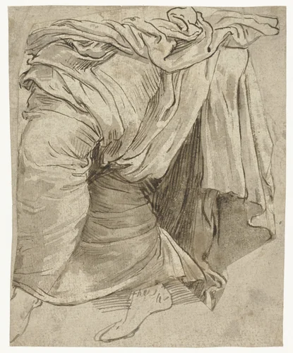 Studie van een draperie by Lambert Lombard, drawing, 1516-1566
