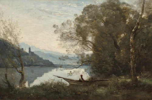 The Moored Boatman: Souvenir of an Italian Lake by Jean-Baptiste-Camille Corot, painting, 1861
