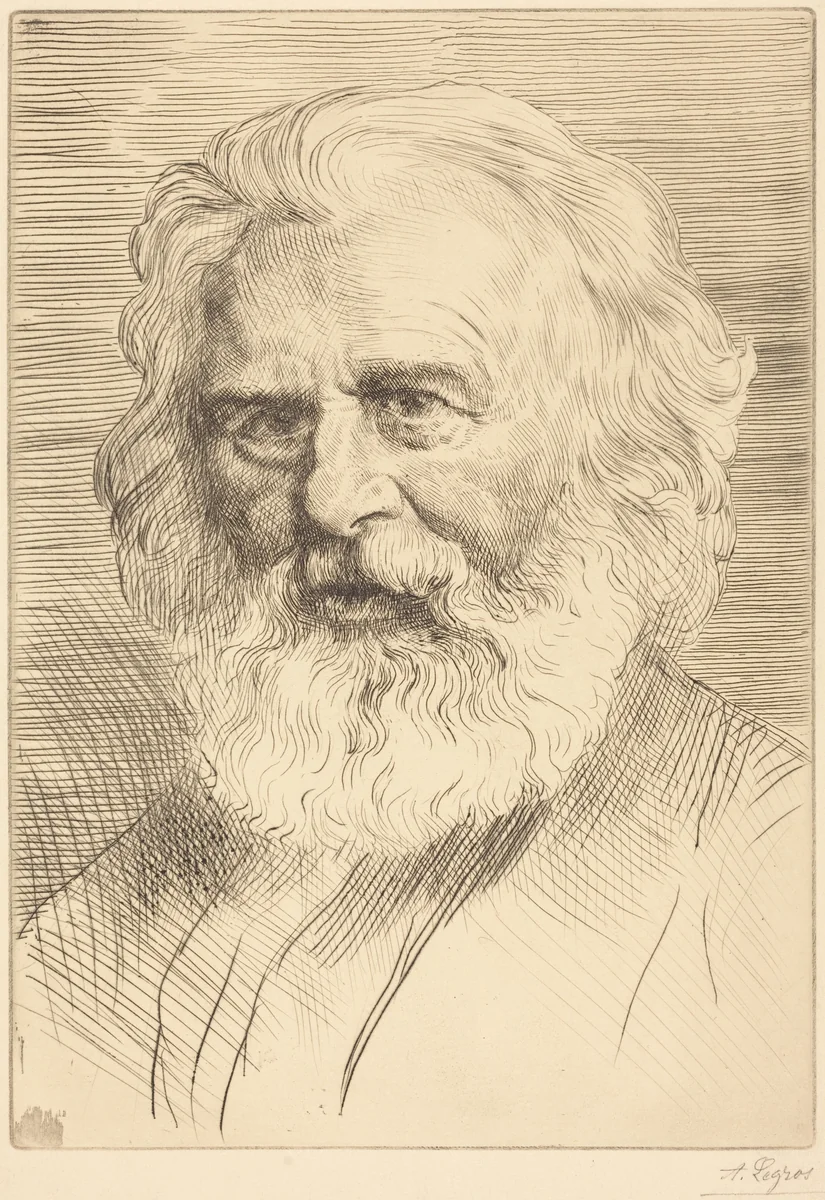 W.H. Longfellow, 1st plate by Alphonse Legros, print, 1837-1911