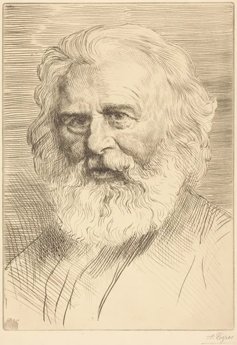 W.H. Longfellow, 1st plate by Alphonse Legros, print, 1837-1911