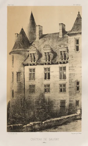 Architecture Pittoresque ou Monuments des XVeme. Et XVIeme. Siecles: Chateaux de France des XV et XVI Siecles: Pl.100, Château de Saligny (Alliers) by Victor Petit, print, 1860