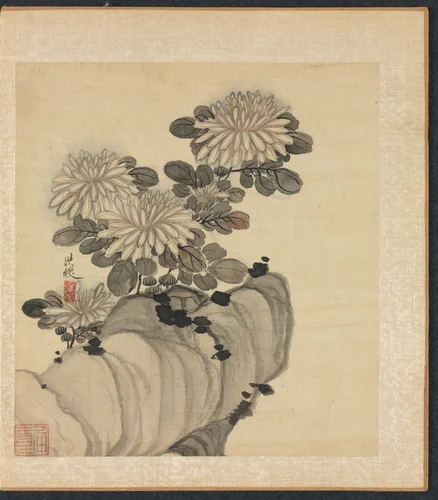 Paintings after Ancient Masters: Chrysanthemum and Rock by Chen Hongshou, painting, 1598-1652