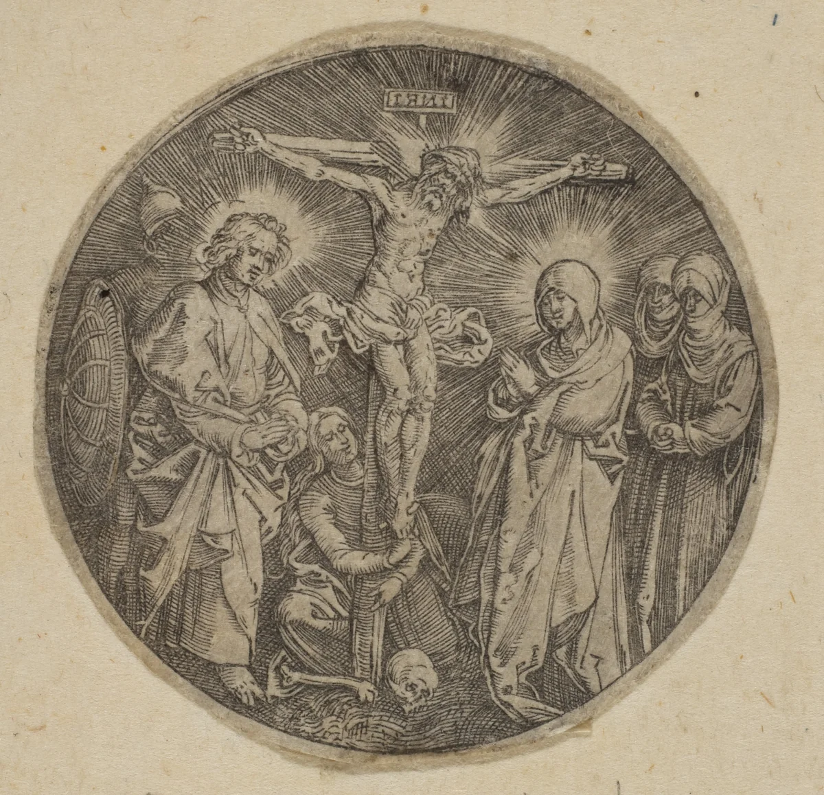 The Crucifixion (Round) (copy) by Albrecht Dürer, print, 1485-1600