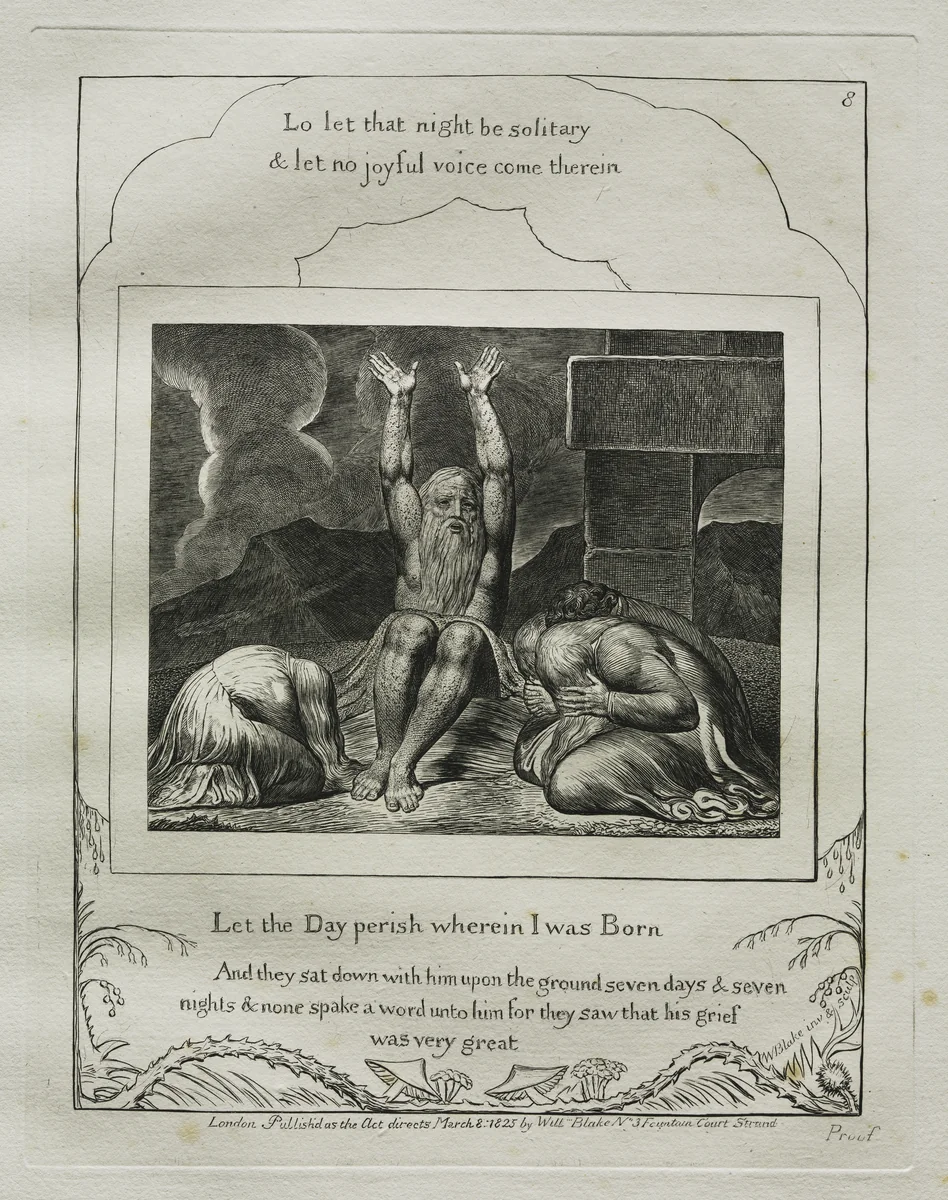 The Book of Job: Pl. 8, Let the Day perish wherein I was Born by William Blake, other, 1825