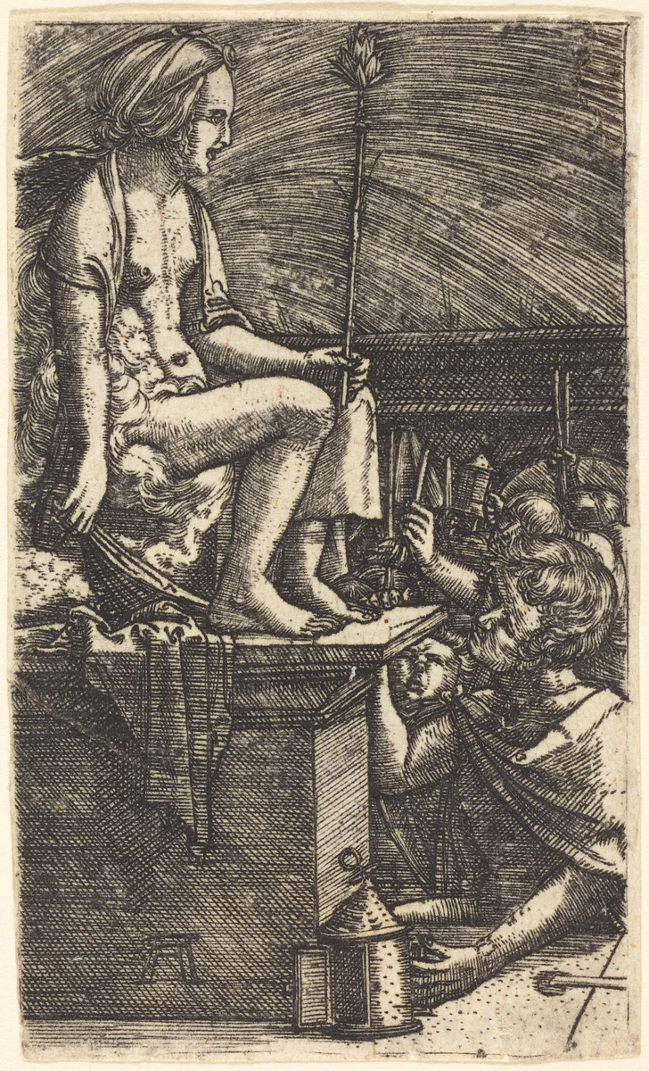 The Revenge of the Sorcerer Virgil by Albrecht Altdorfer, print, 1520-1530