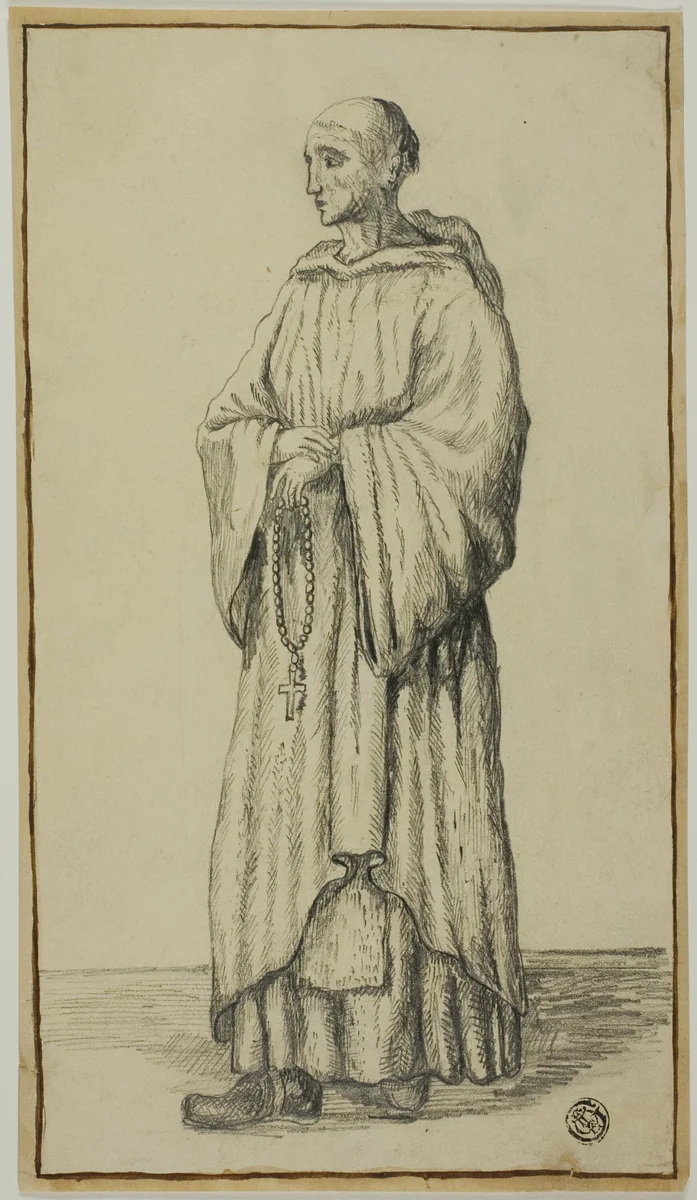 Standing Monk by Unknown Artist, drawing, 1600-1799