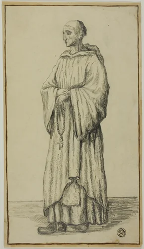 Standing Monk by Unknown Artist, drawing, 1600-1799