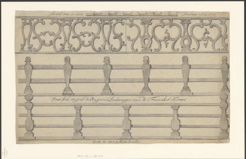 Voor stel wegens de Omgans Leuningen van de Franeker Tooren / deese is van Aprabaasie by Monogrammist PJP, drawing, 1775