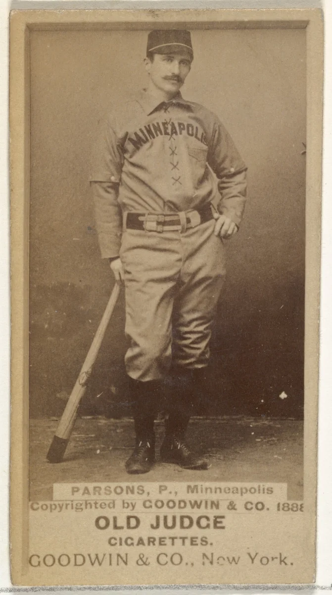 Charles James "Charlie" Parsons, Pitcher, Minneapolis, from the Old Judge series (N172) for Old Judge Cigarettes by Goodwin & Company, photograph, 1888